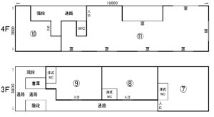 先斗町ビル3階・4階の全体図